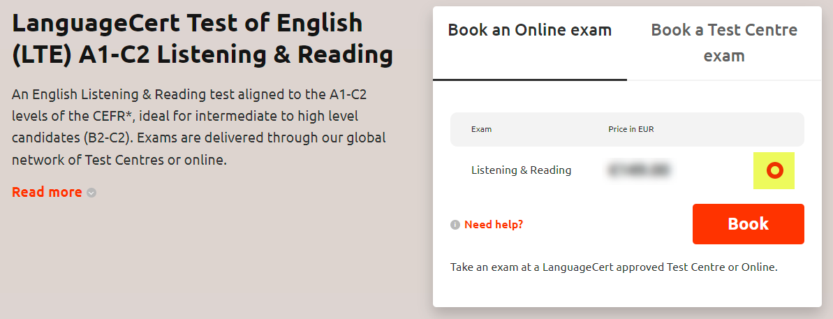 LanguageCert Test of English (LTE) A1-C2 Listening & Reading