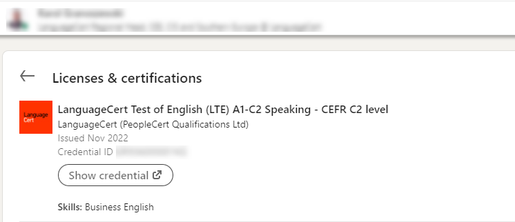 LanguageCert LTE LinkedIn