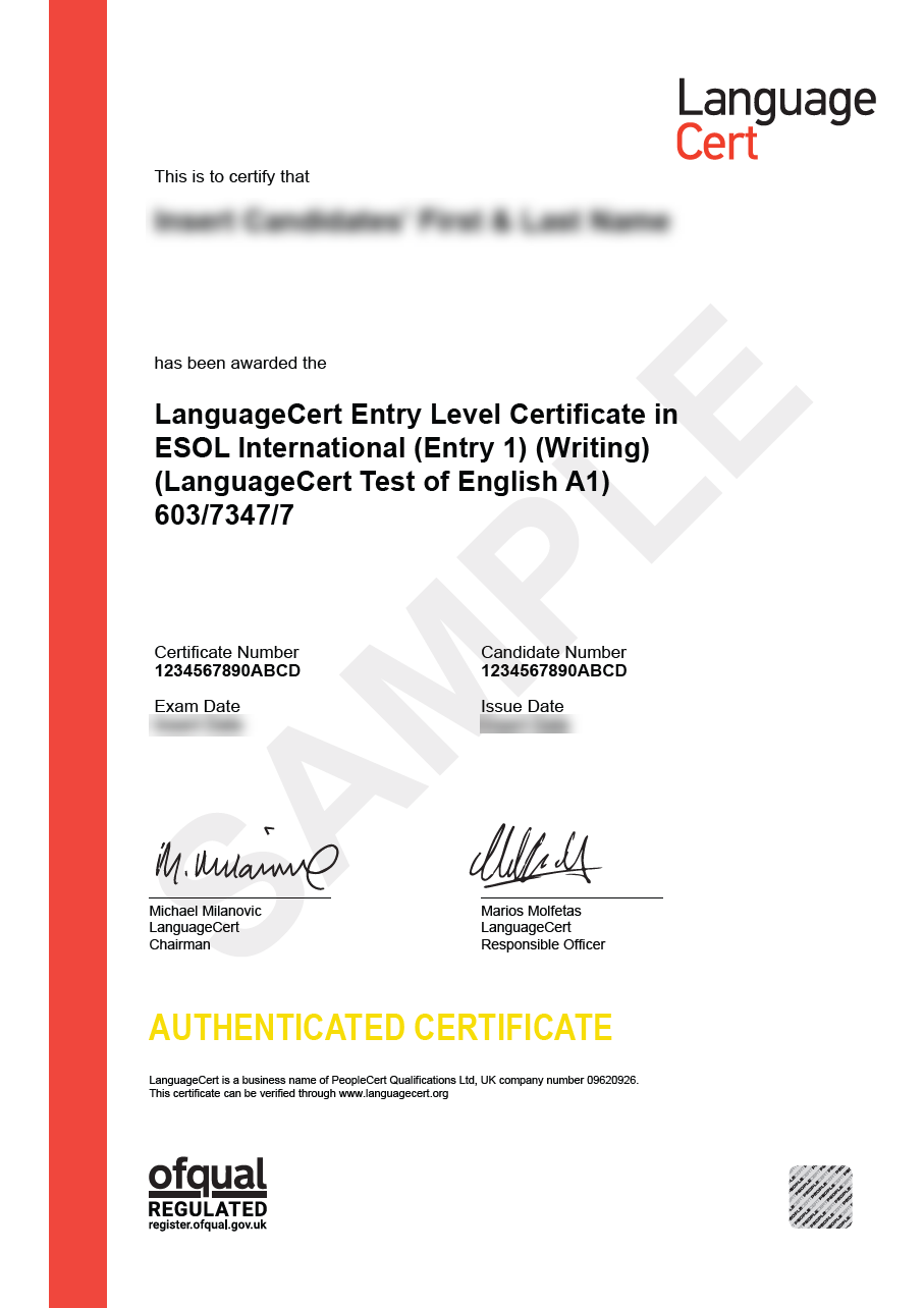 Test i certyfikat LanguageCert Test of English (LTE) Writing